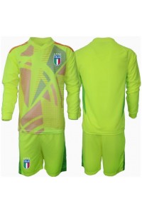 Fotbalové Dres Itálie Brankářské Dětské Domácí Oblečení ME 2024 Dlouhý Rukáv (+ trenýrky)